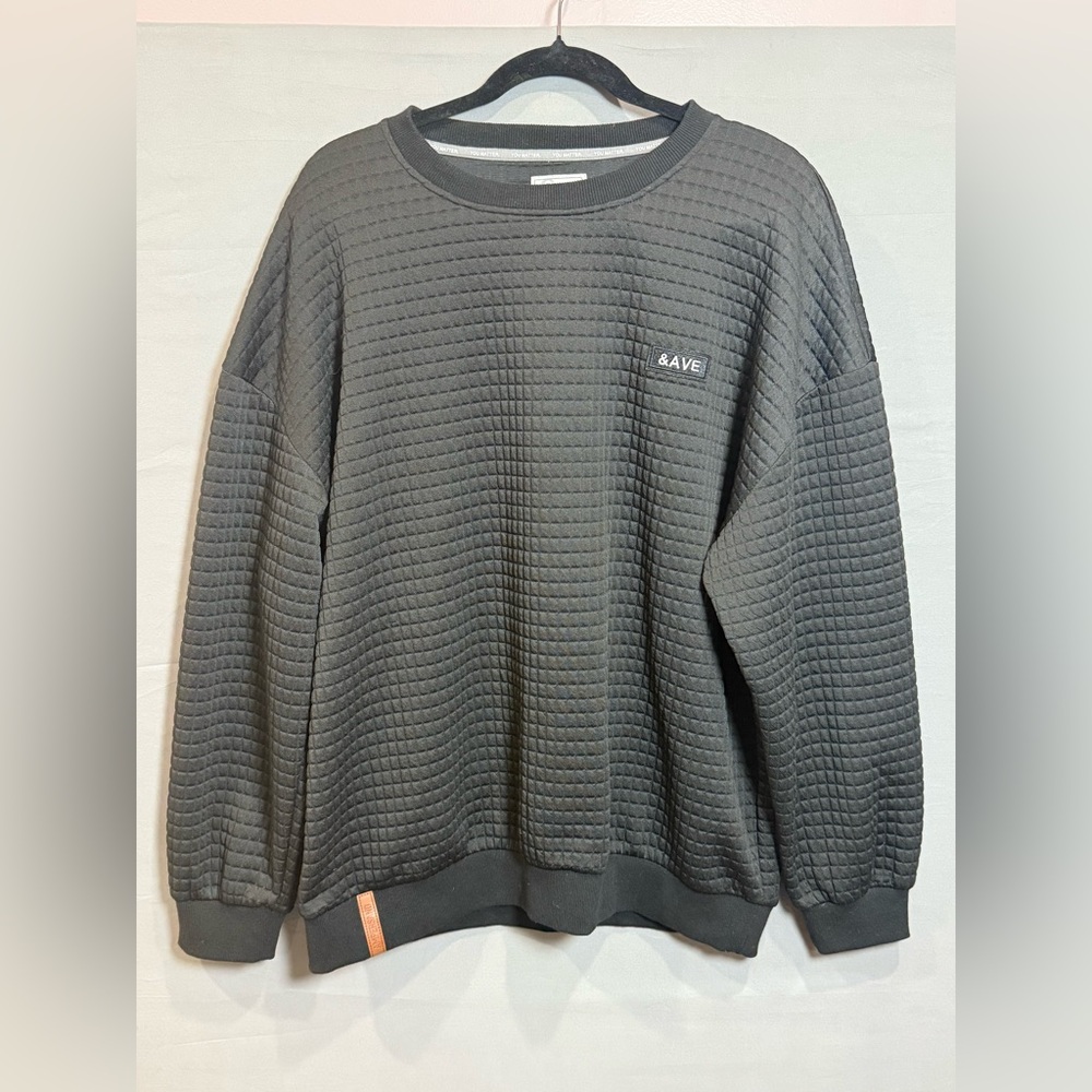 💜 Ampersand Avenue Men's Black Quilted Crewneck Sweatshirt,‎ Size XL